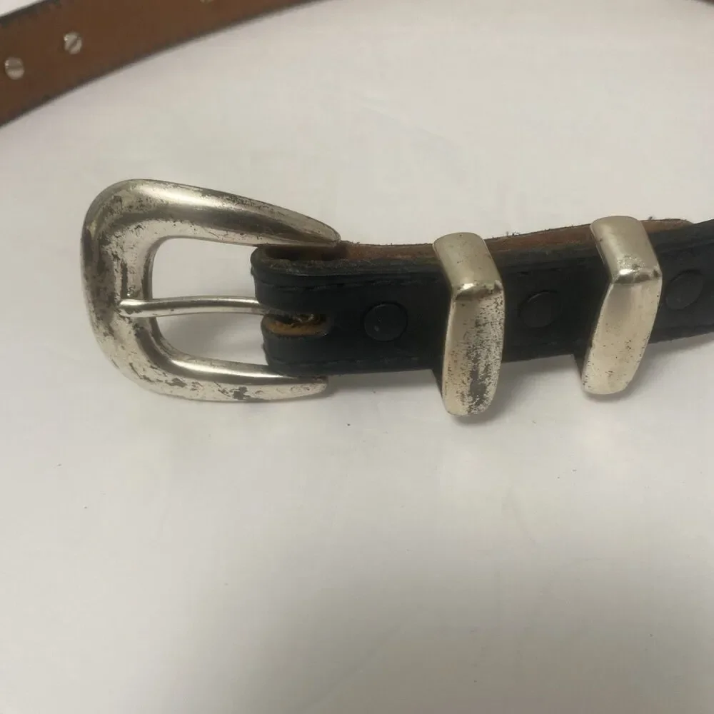 Nocona Concho Belt Black Leather Silver Accents Men’s 32 Southwestern